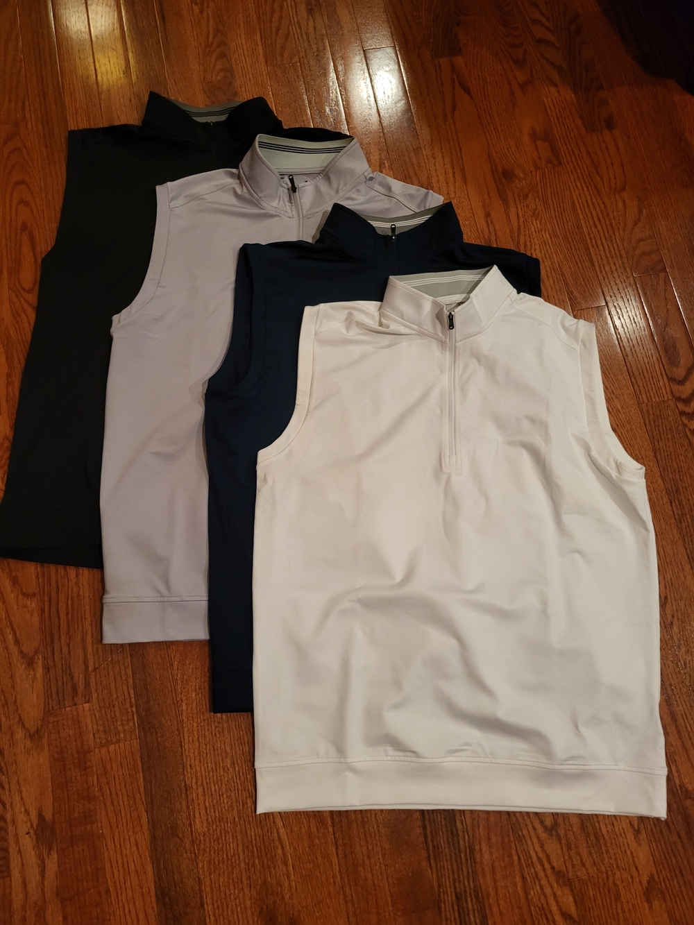 adidas Quarter-Zip Golf Vests (4) - White, Navy, Gray And Black - Lg